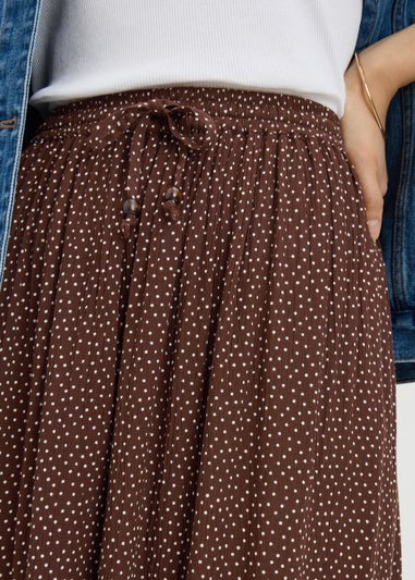 Chocolate Brown Spot Cheesecloth Maxi Skirt