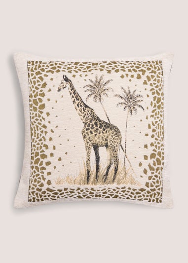 Natural Giraffe Jacquard Cushion