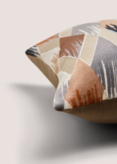 Natural Etched Diamond Cut Velvet Cushion