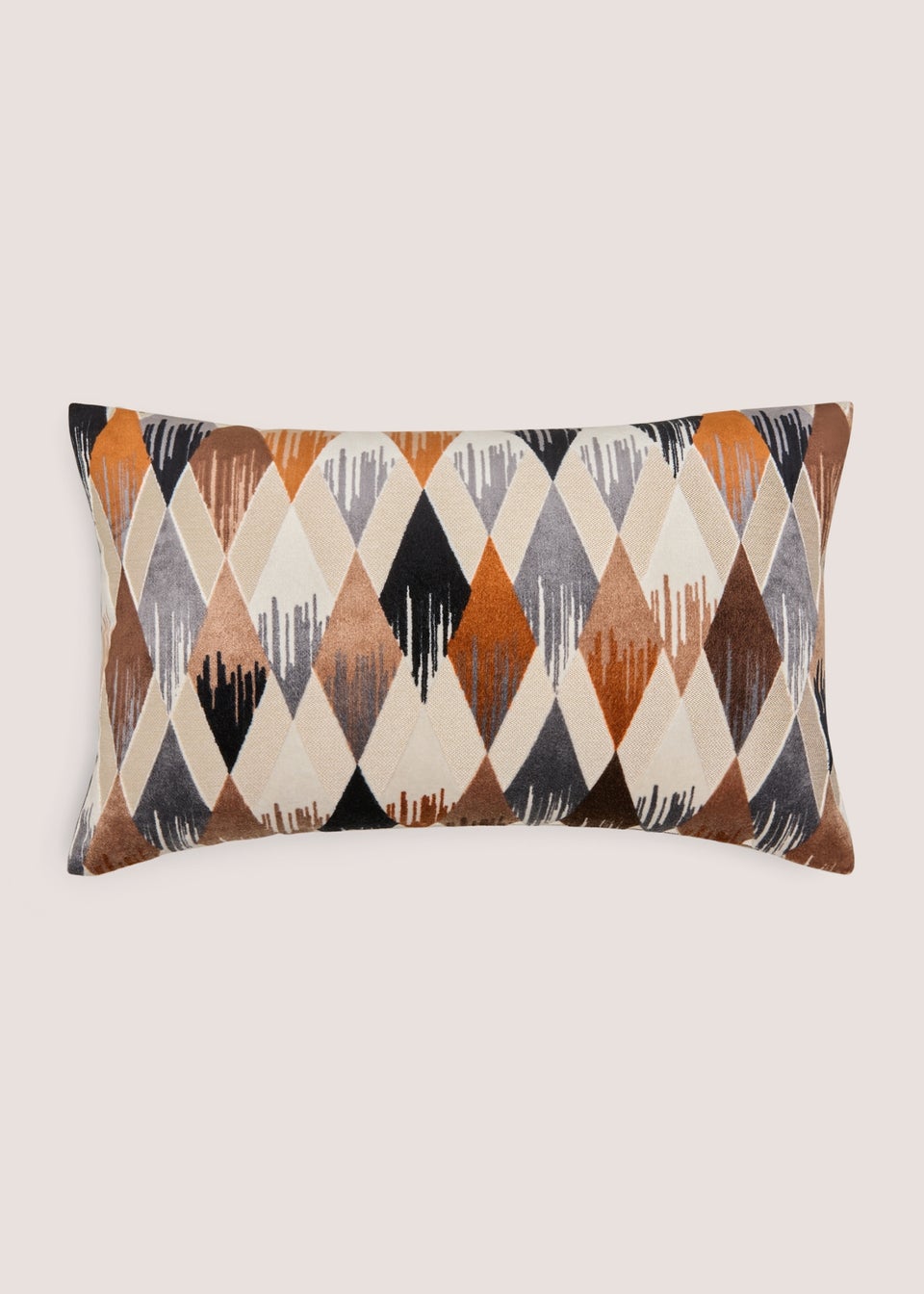 Natural Etched Diamond Cut Velvet Cushion