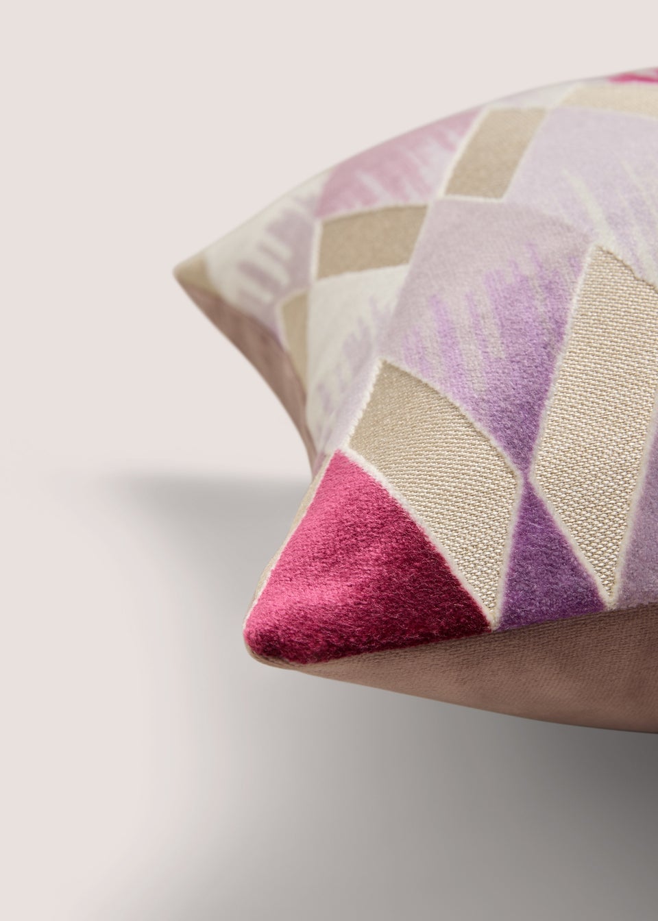 Pink Diamond Cut Velvet Cushion