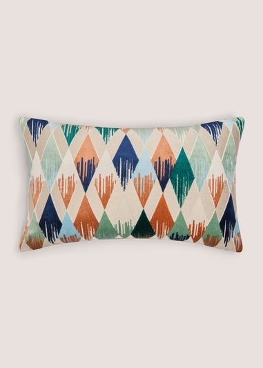 Navy Etched Diamond Cut Velvet Cushion