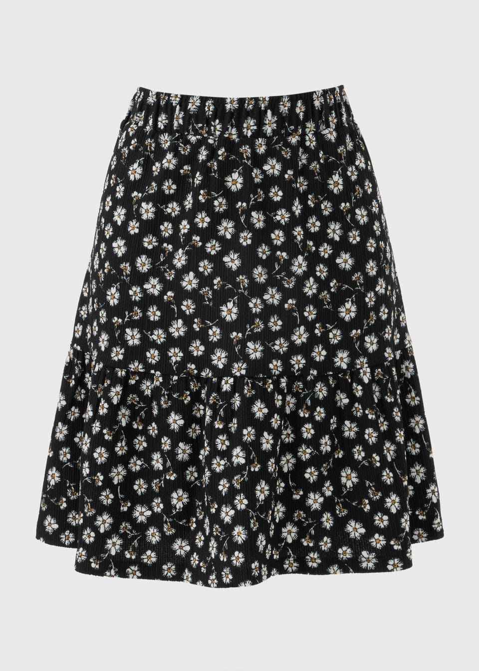 Black Ditsy Floral Textured Jersey Mini Skirt