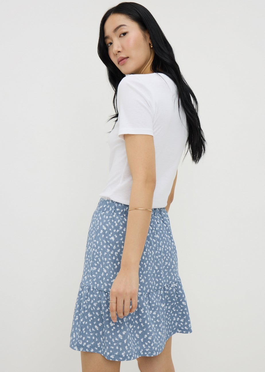 Blue Ditsy Floral Mini Skirt