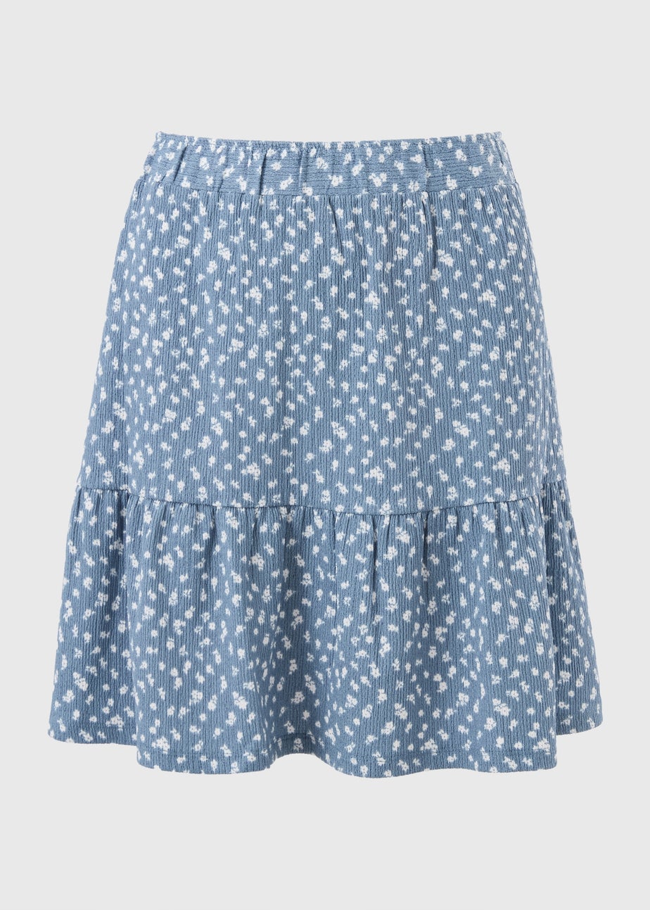 Blue Ditsy Floral Mini Skirt