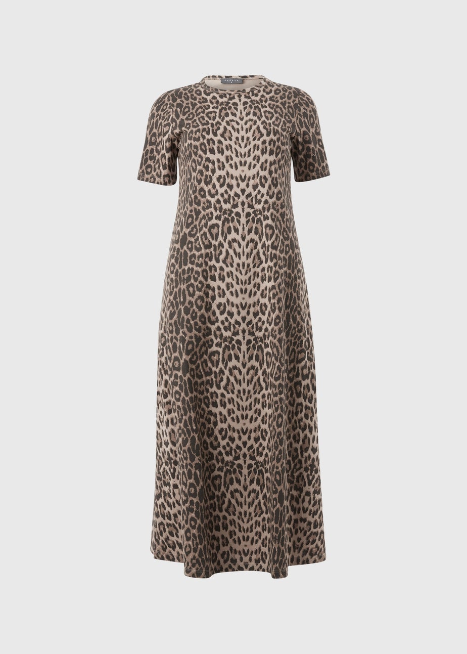 Animal Print Midaxi T-Shirt Dress