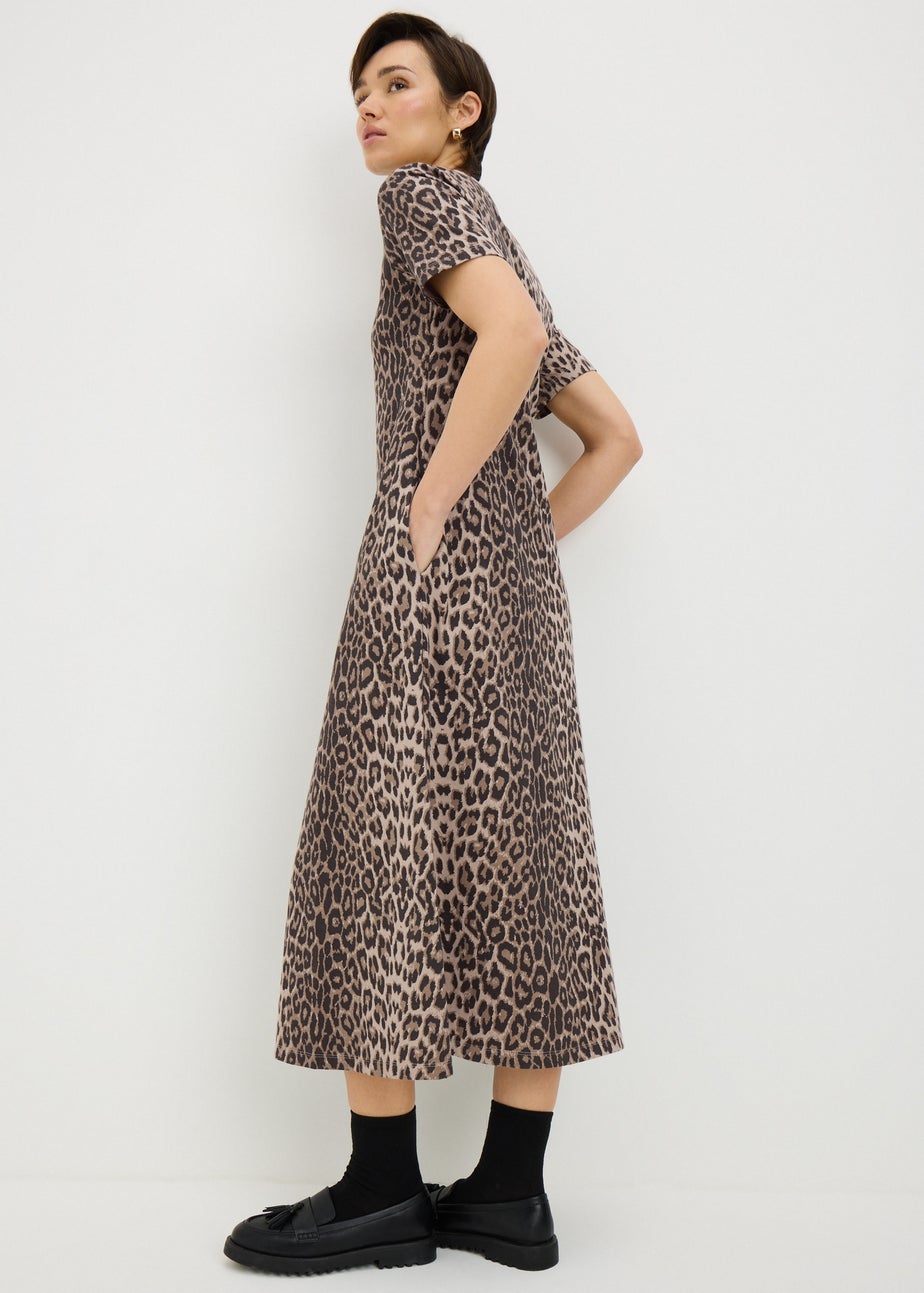 Animal Print Midaxi T-Shirt Dress