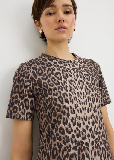 Animal Print Midaxi T-Shirt Dress