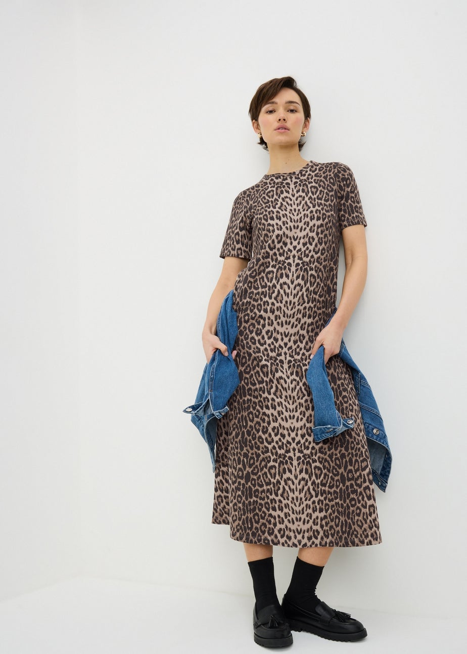 Animal Print Midaxi T-Shirt Dress