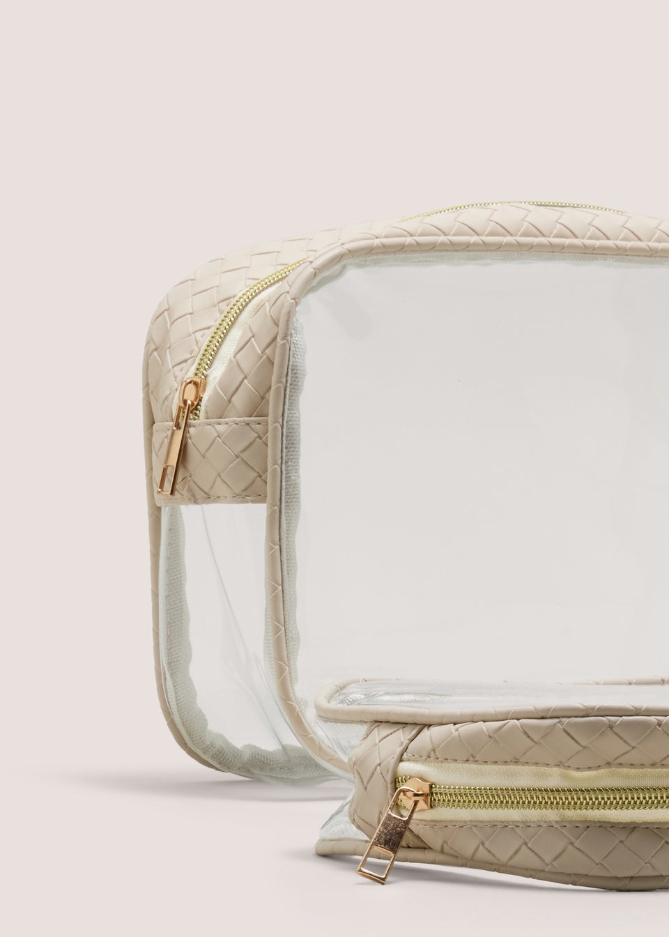 2 Pack Natural Clear Woven Cosmetic Bag