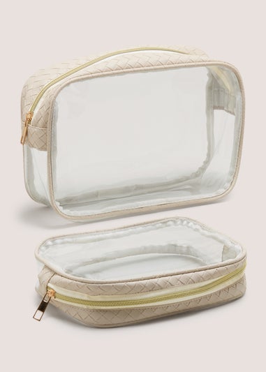 2 Pack Natural Clear Woven Cosmetic Bag