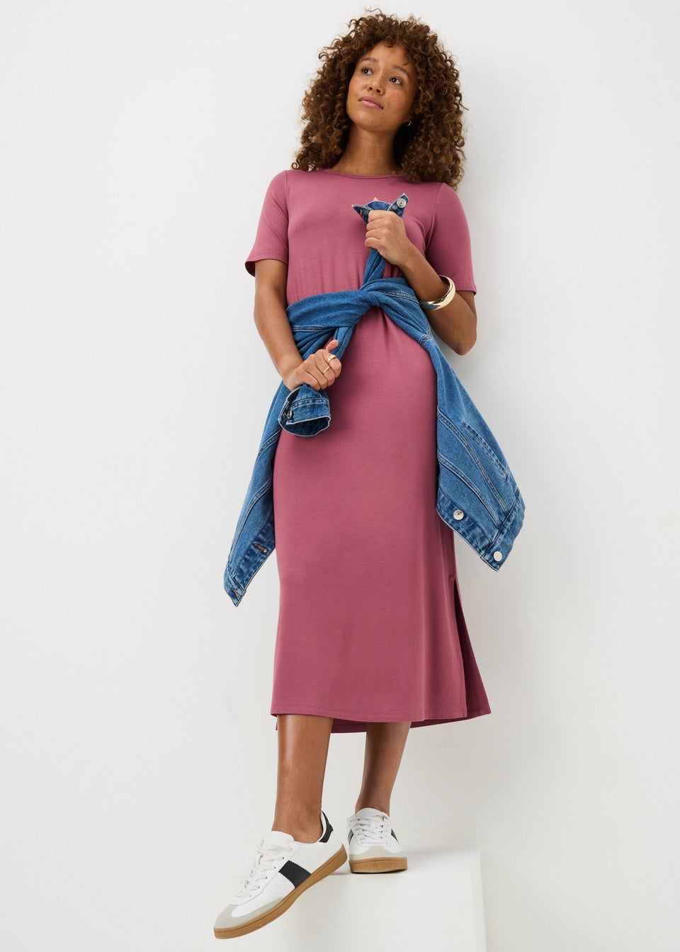 Raspberry T-Shirt Midi Dress