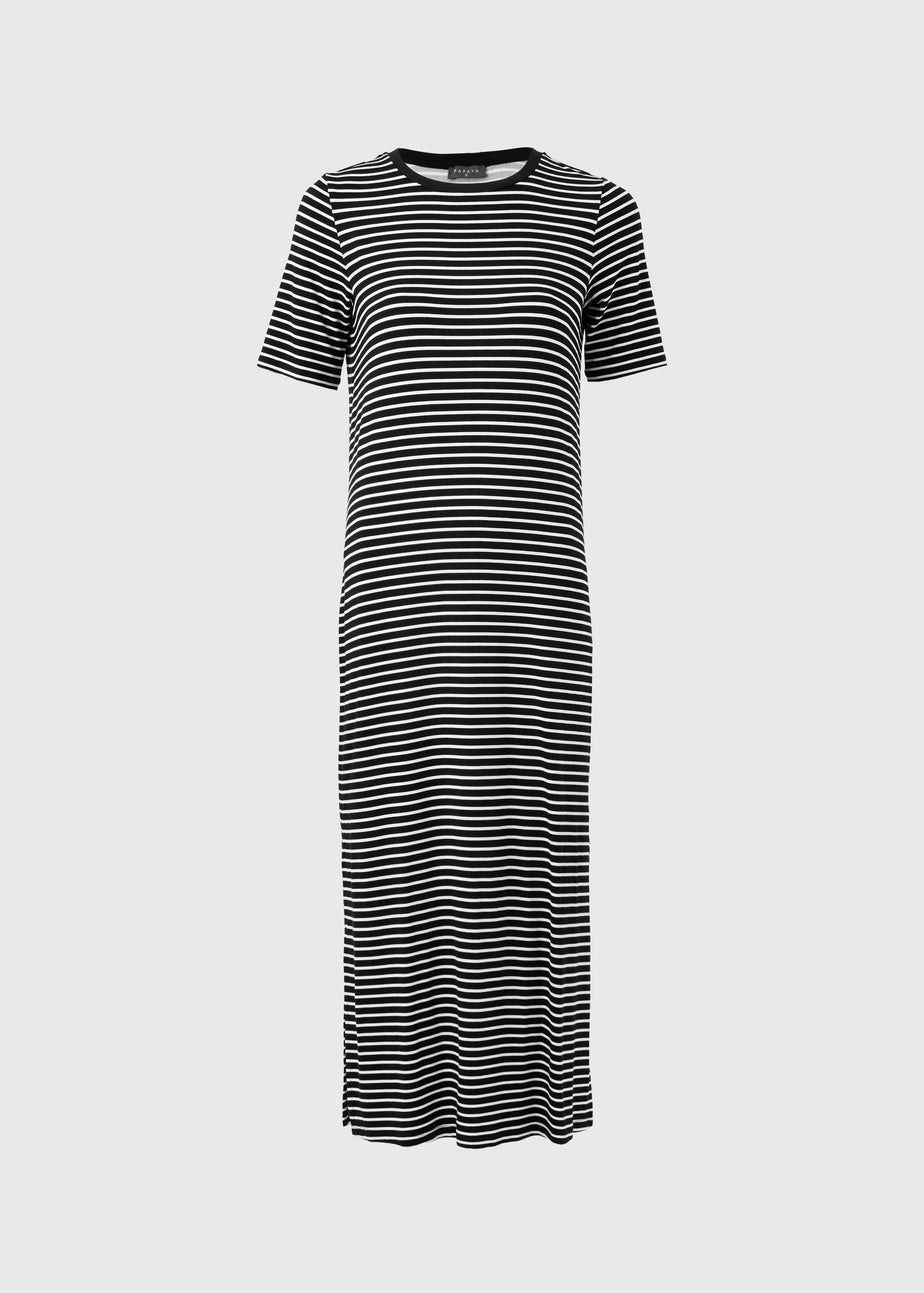 Black Stripe T-Shirt Midi Dress