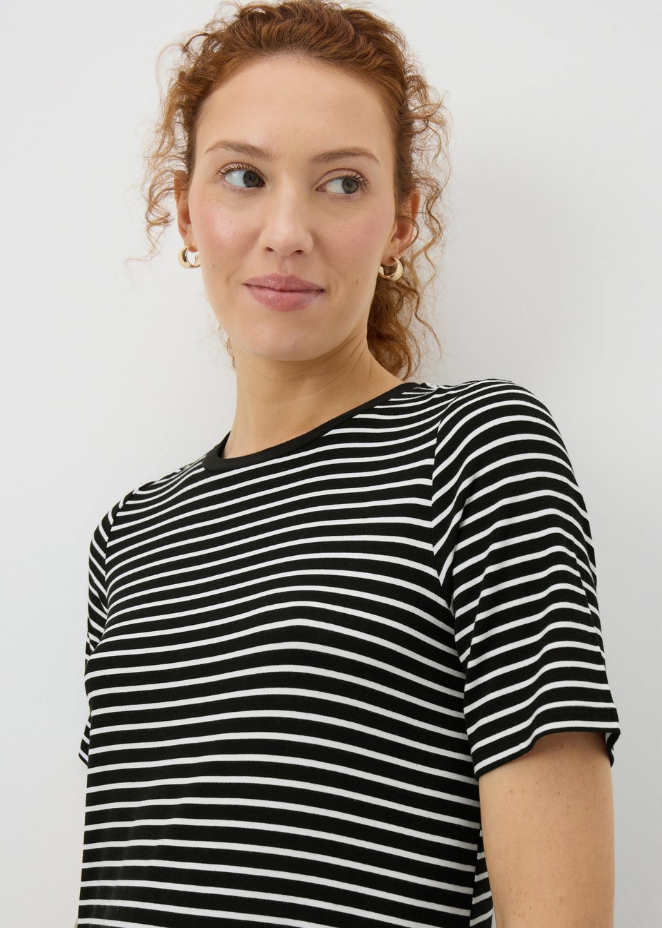 Black Stripe T-Shirt Midi Dress