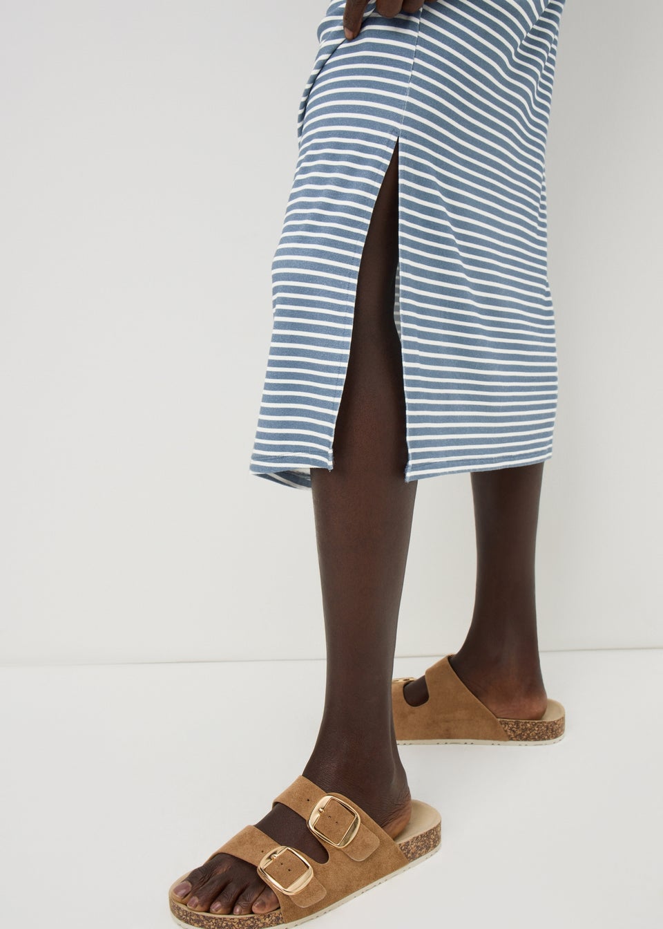 Blue Stripe T-Shirt Midi Dress