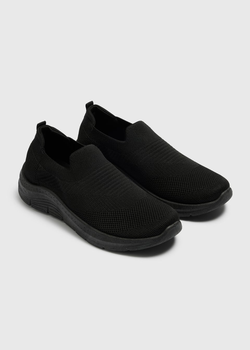 Black Knitted Slip On Trainers