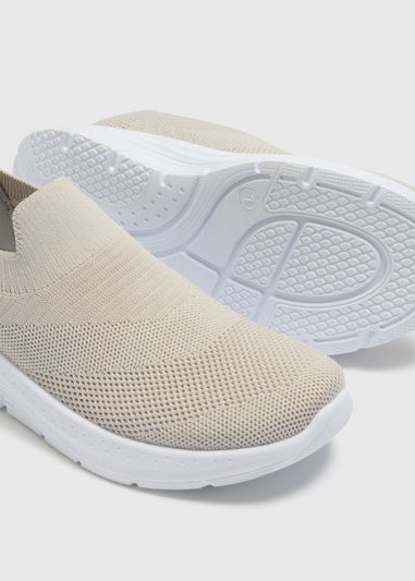 Grey Knitted Slip On Trainers