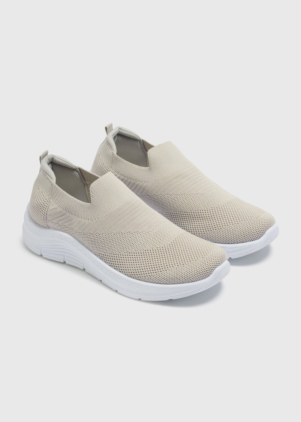 Grey Knitted Slip On Trainers