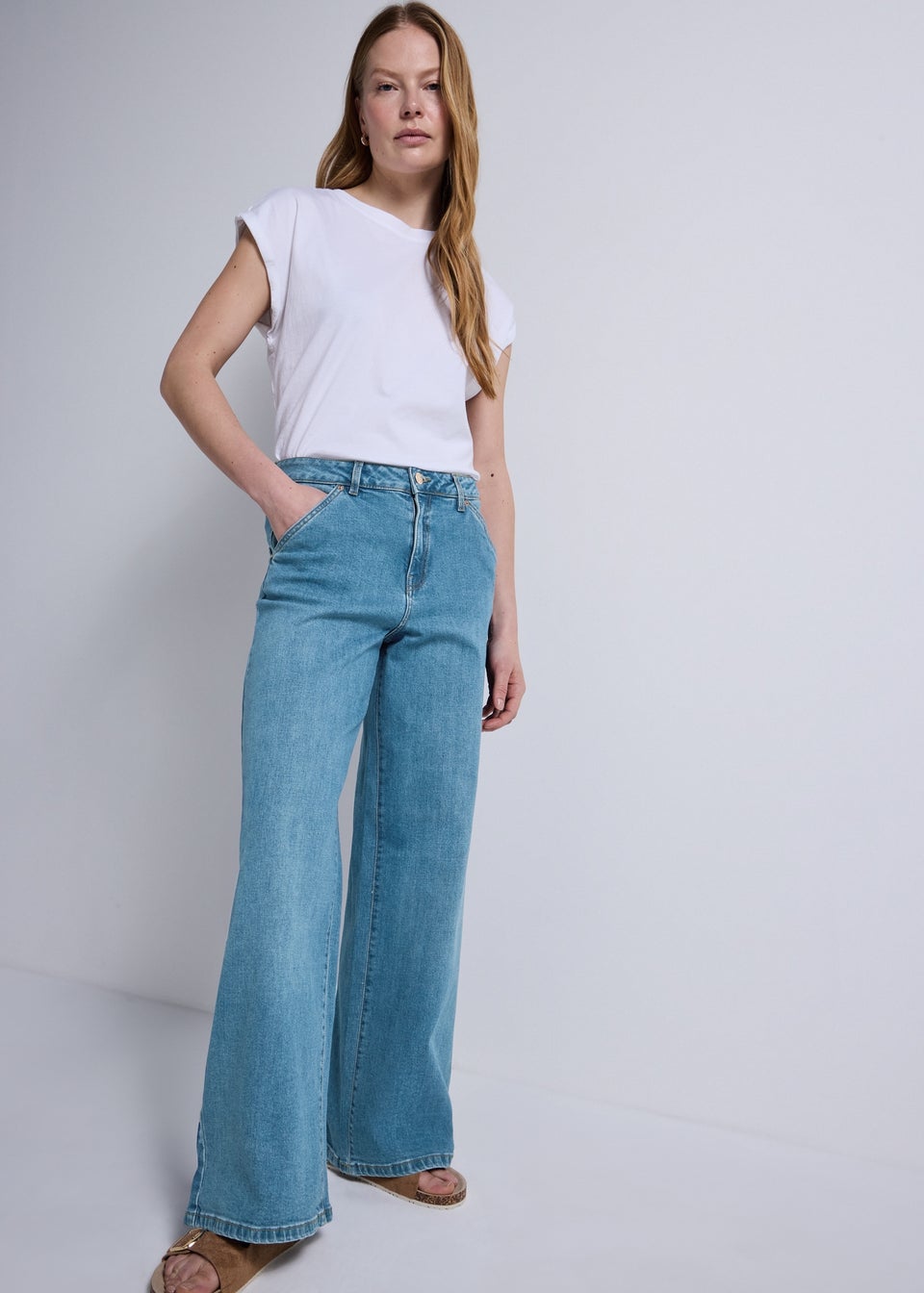 Dark Wash Stretch Wide Leg Jeans
