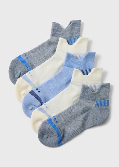 Souluxe 5 Pack Blue Trainer Liner Socks