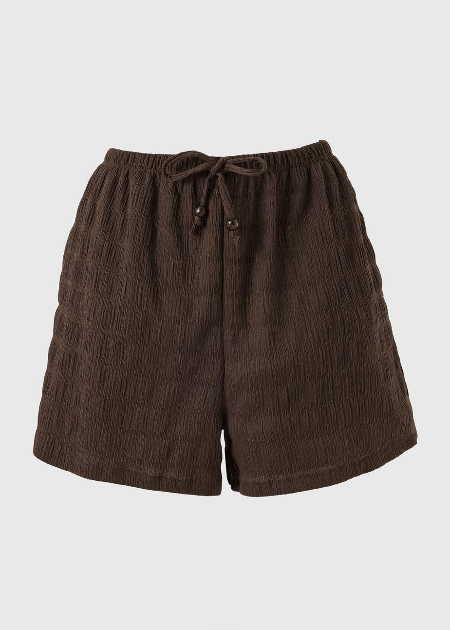 Chocolate Brown Textured Co Ord Shorts