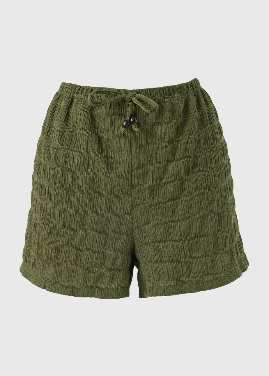 Khaki Textured Co Ord Shorts