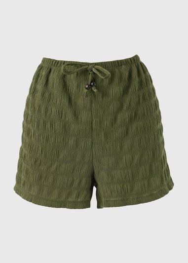 Khaki Textured Co Ord Shorts