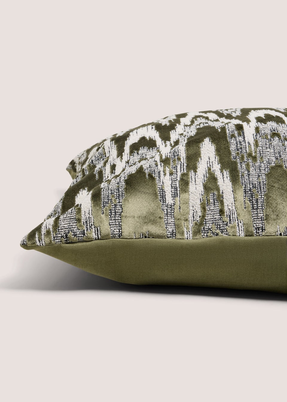 Green Jagged Boucle Cut Velvet Cushion
