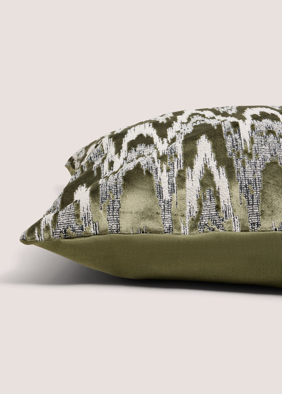 Green Jagged Boucle Cut Velvet Cushion