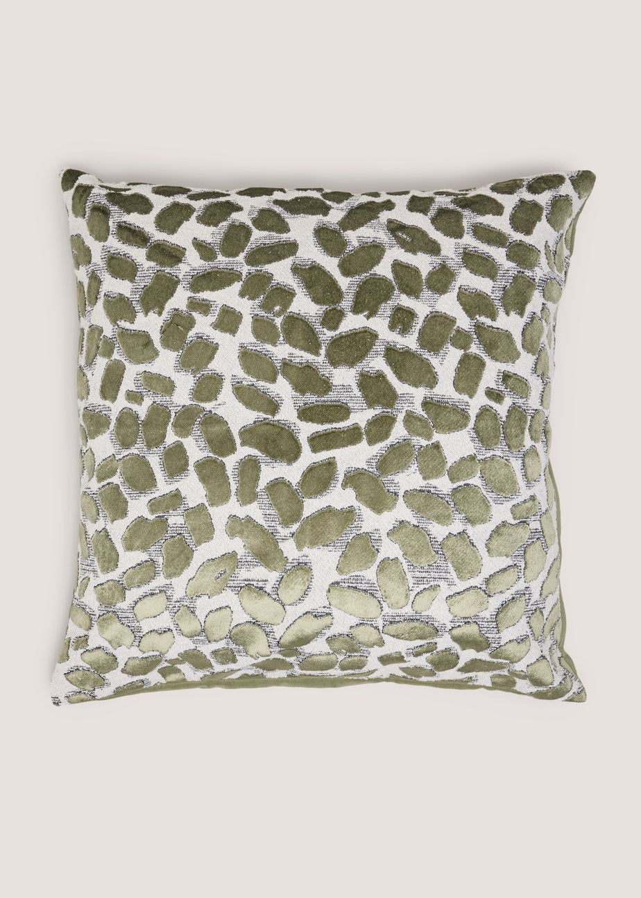 Green Spot Boucle Cut Velvet Cushion