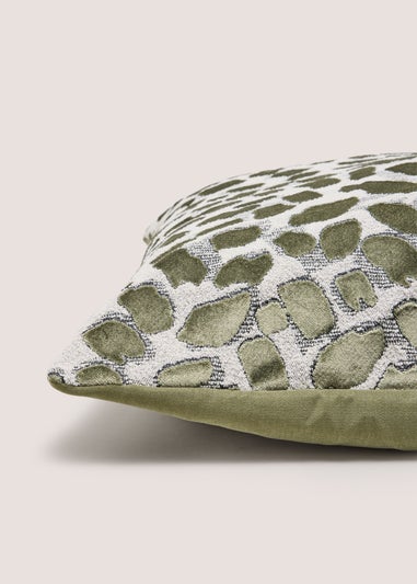 Green Spot Boucle Cut Velvet Cushion