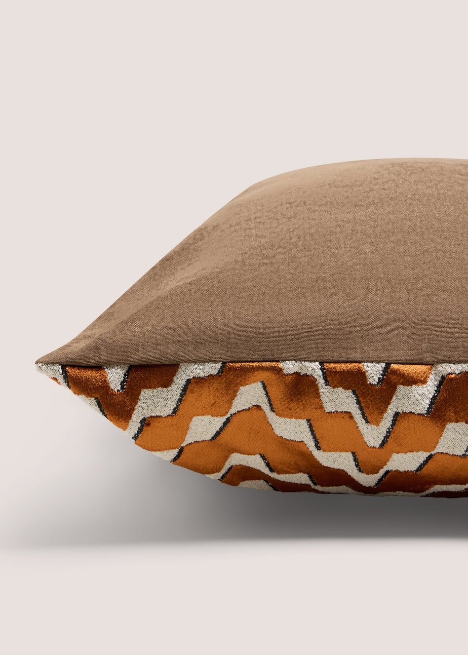 Rust Zig Zag Boucle Cut Velvet