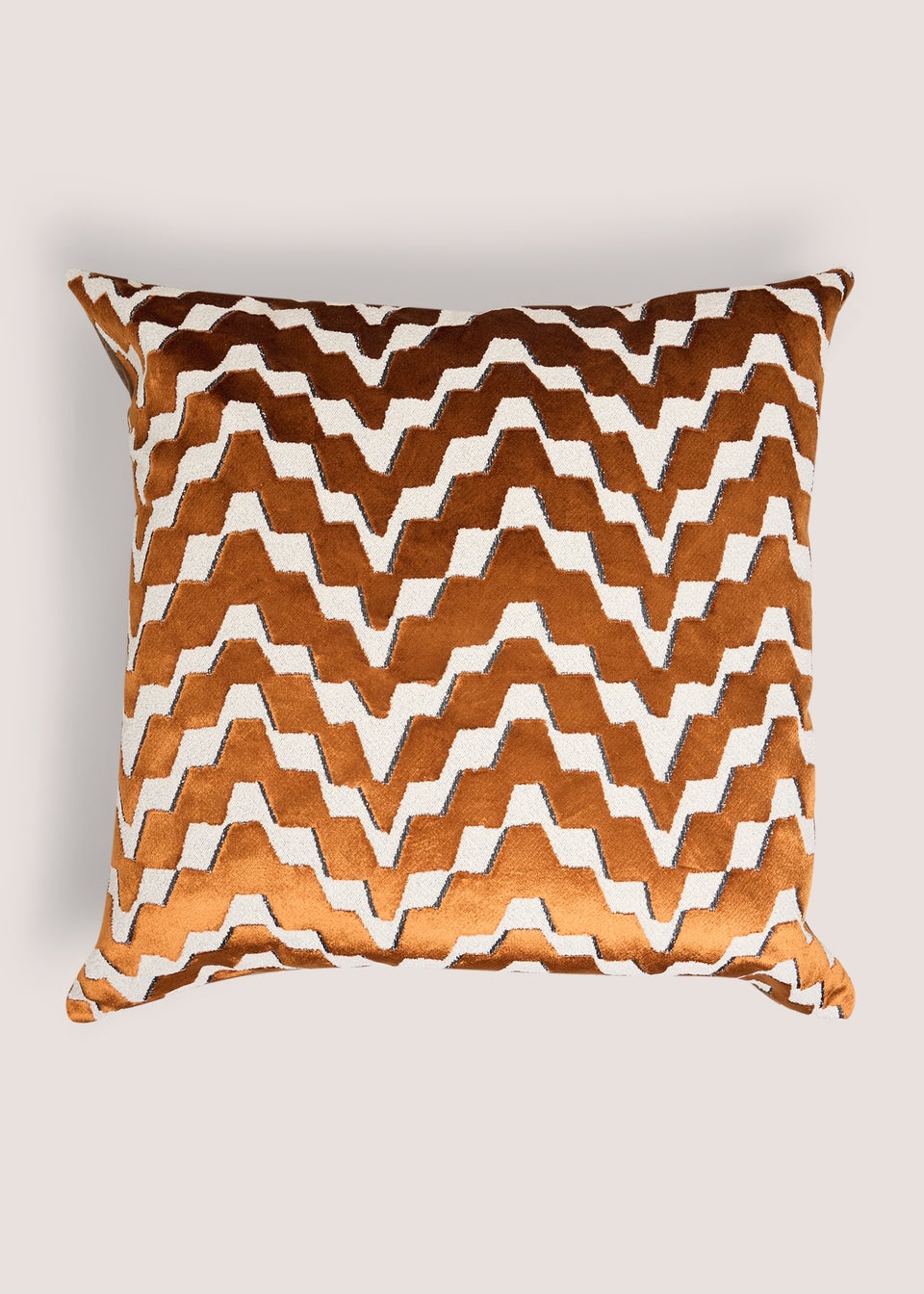 Rust Zig Zag Boucle Cut Velvet