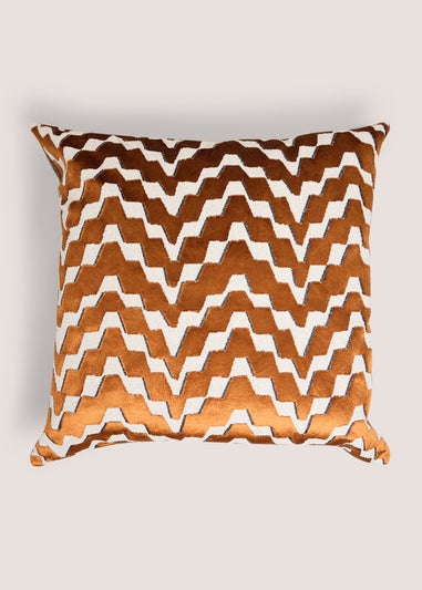 Rust Zig Zag Boucle Cut Velvet