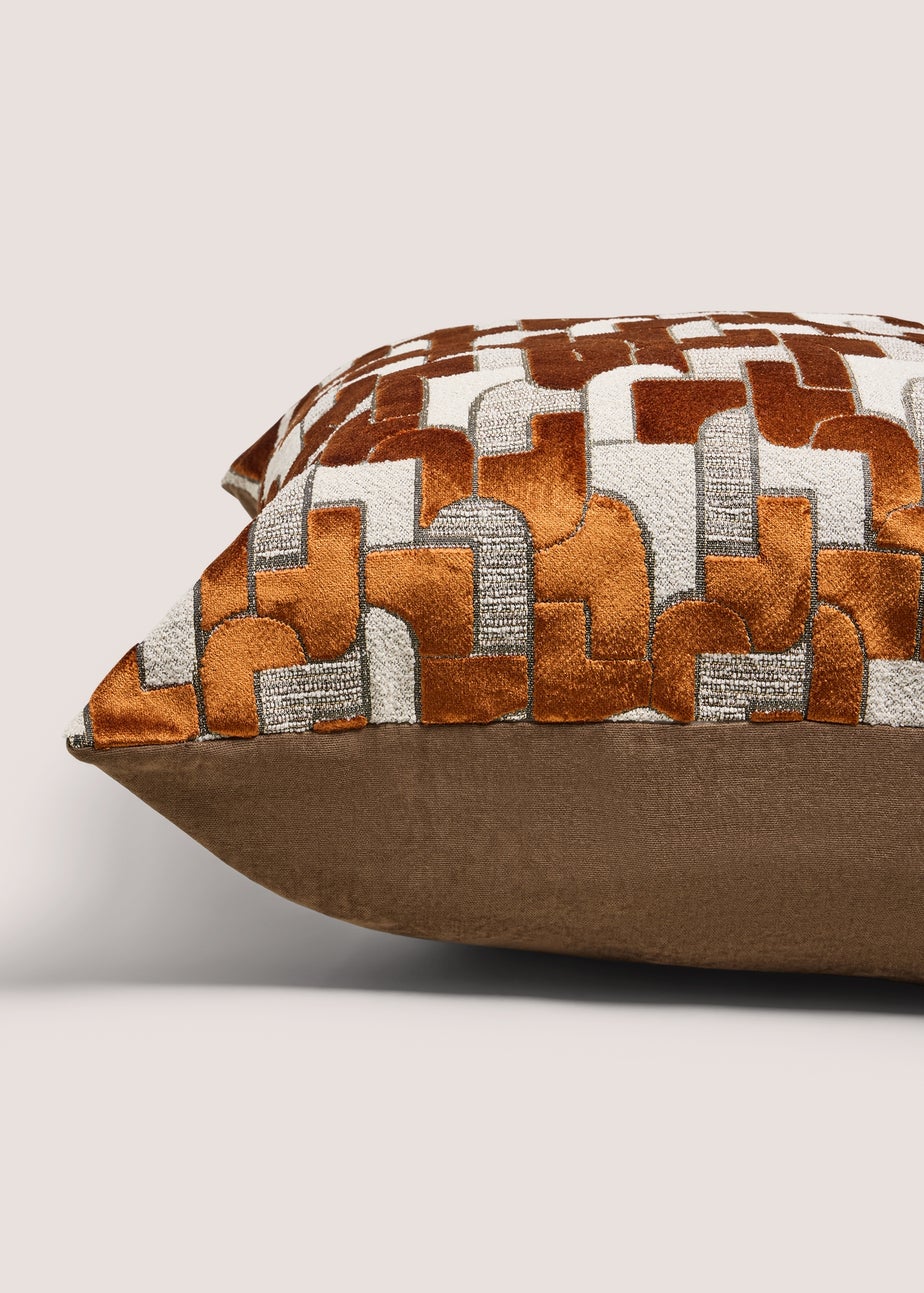 Rust Geo Boucle Velvet Cushion
