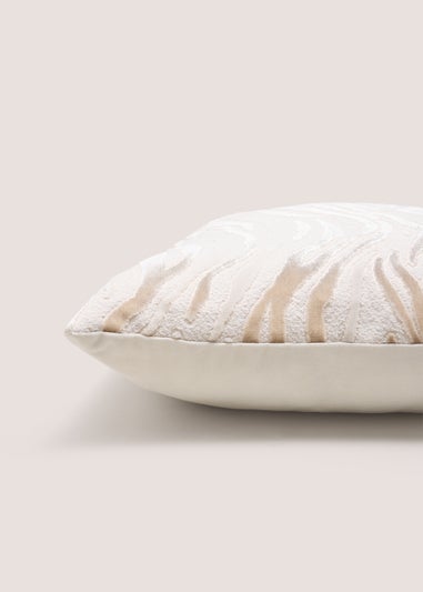 Cream Zebra Cut Velvet Cushion