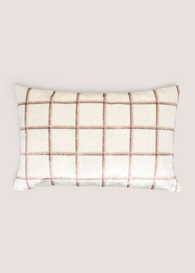 Cream Grid Cut Velvet Cushion