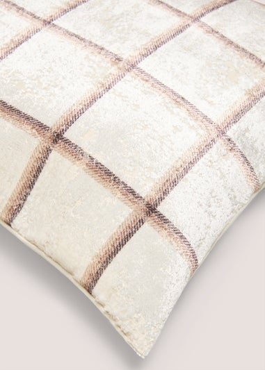 Cream Grid Cut Velvet Cushion