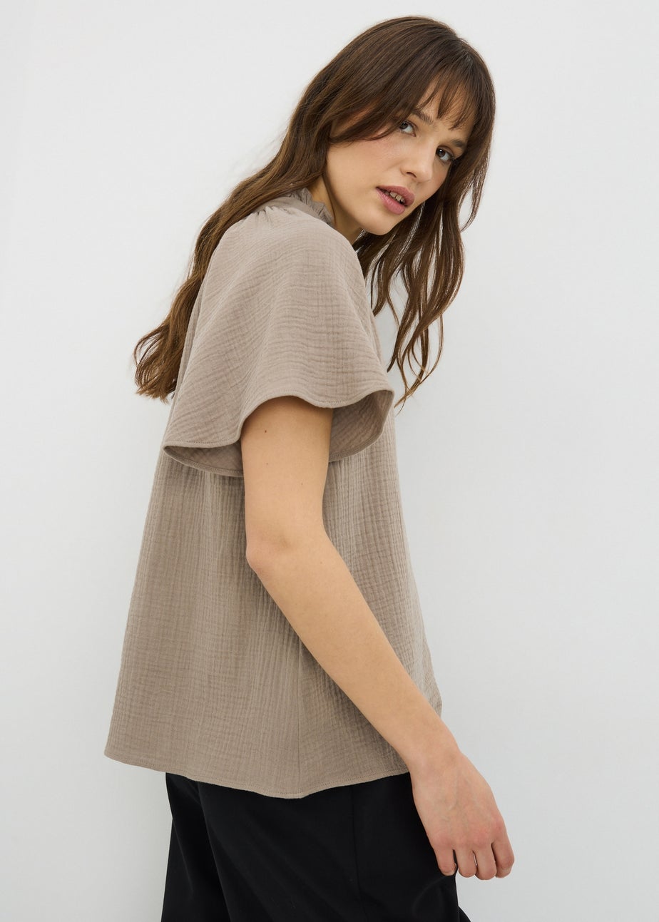 Pink Double Cloth Angel Sleeve Blouse