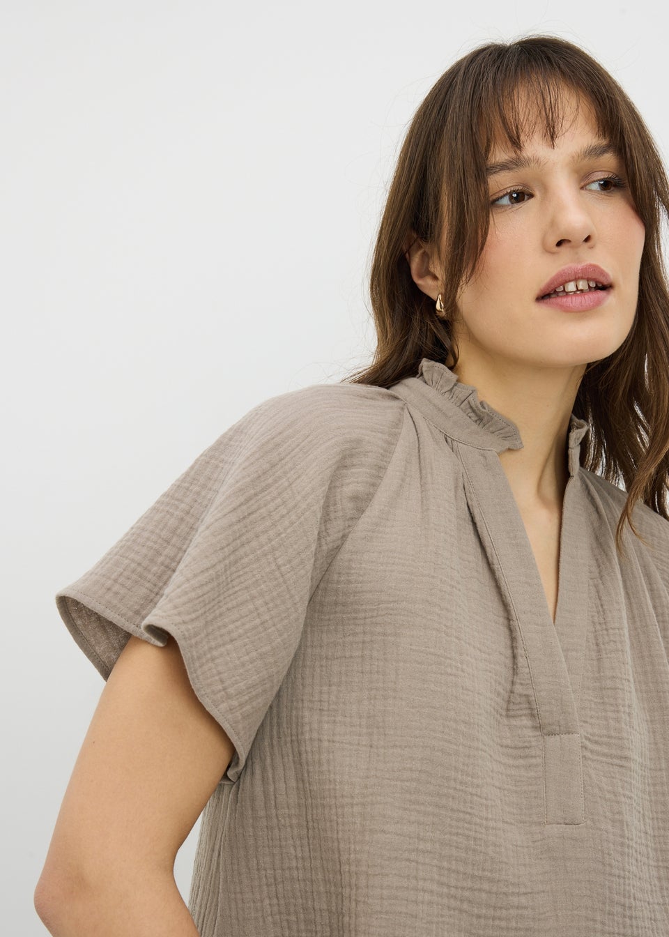 Pink Double Cloth Angel Sleeve Blouse