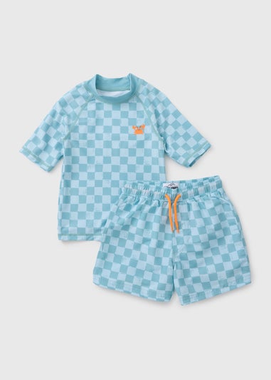 Boys Blue Checkerboard Swim Set (1-7yrs)