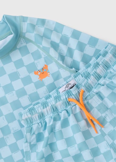 Boys Blue Checkerboard Swim Set (1-7yrs)