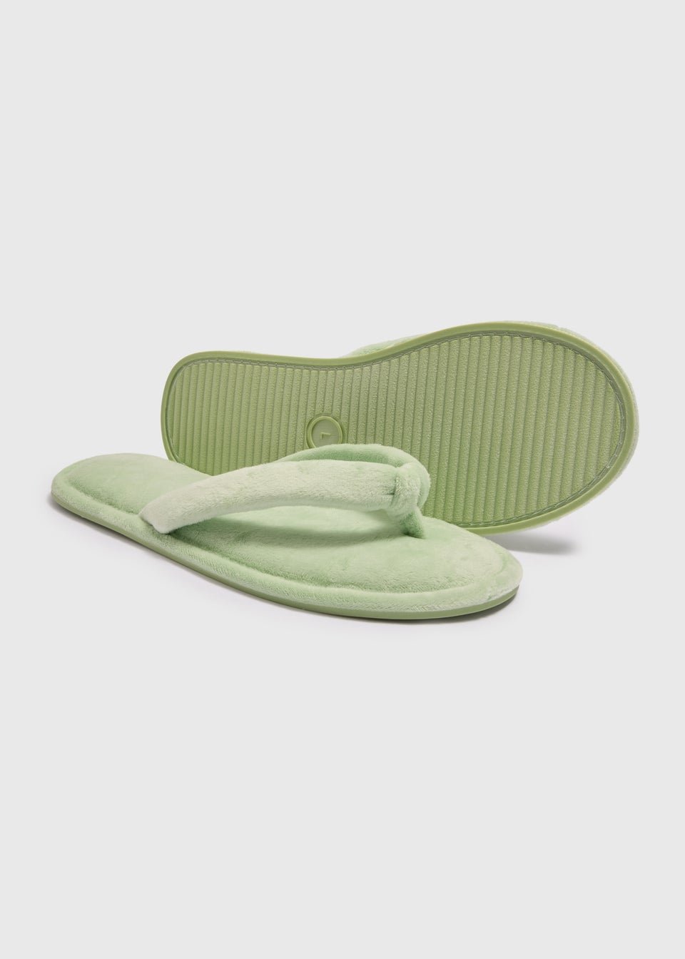 Green Velour Flip Flop Slippers