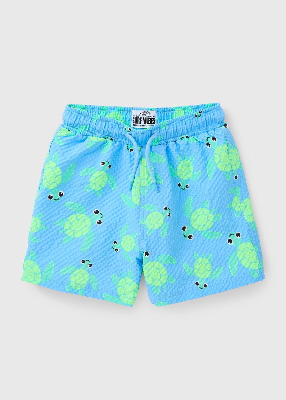 Boys Blue Turtle Textured Swim Shorts (1-7yrs)