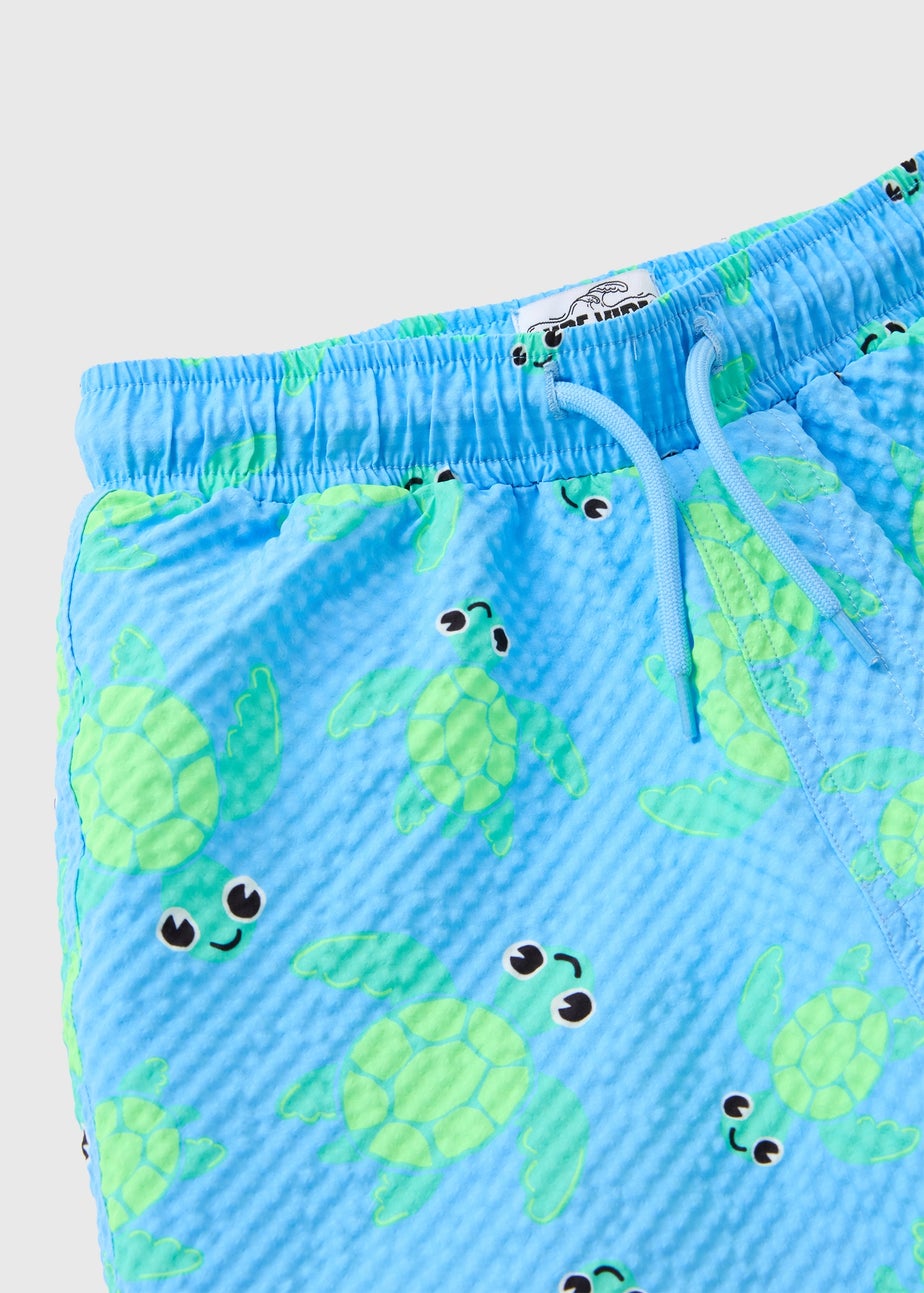 Boys Blue Turtle Textured Swim Shorts (1-7yrs)