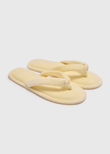 Yellow Velour Flip Flop Slippers