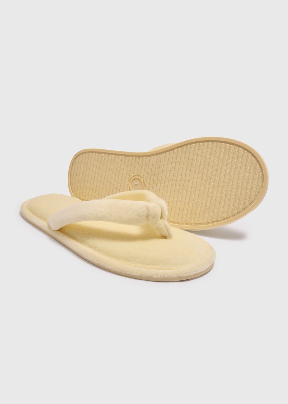 Yellow Velour Flip Flop Slippers