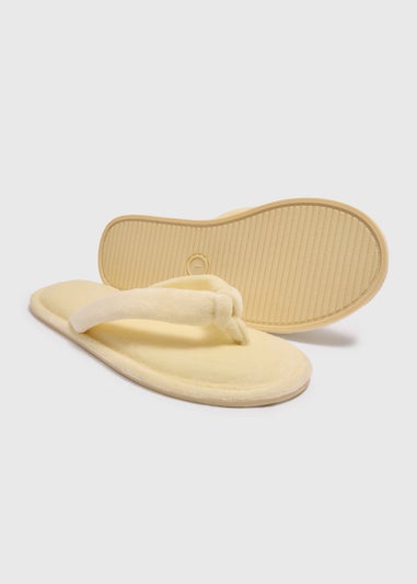 Yellow Velour Flip Flop Slippers