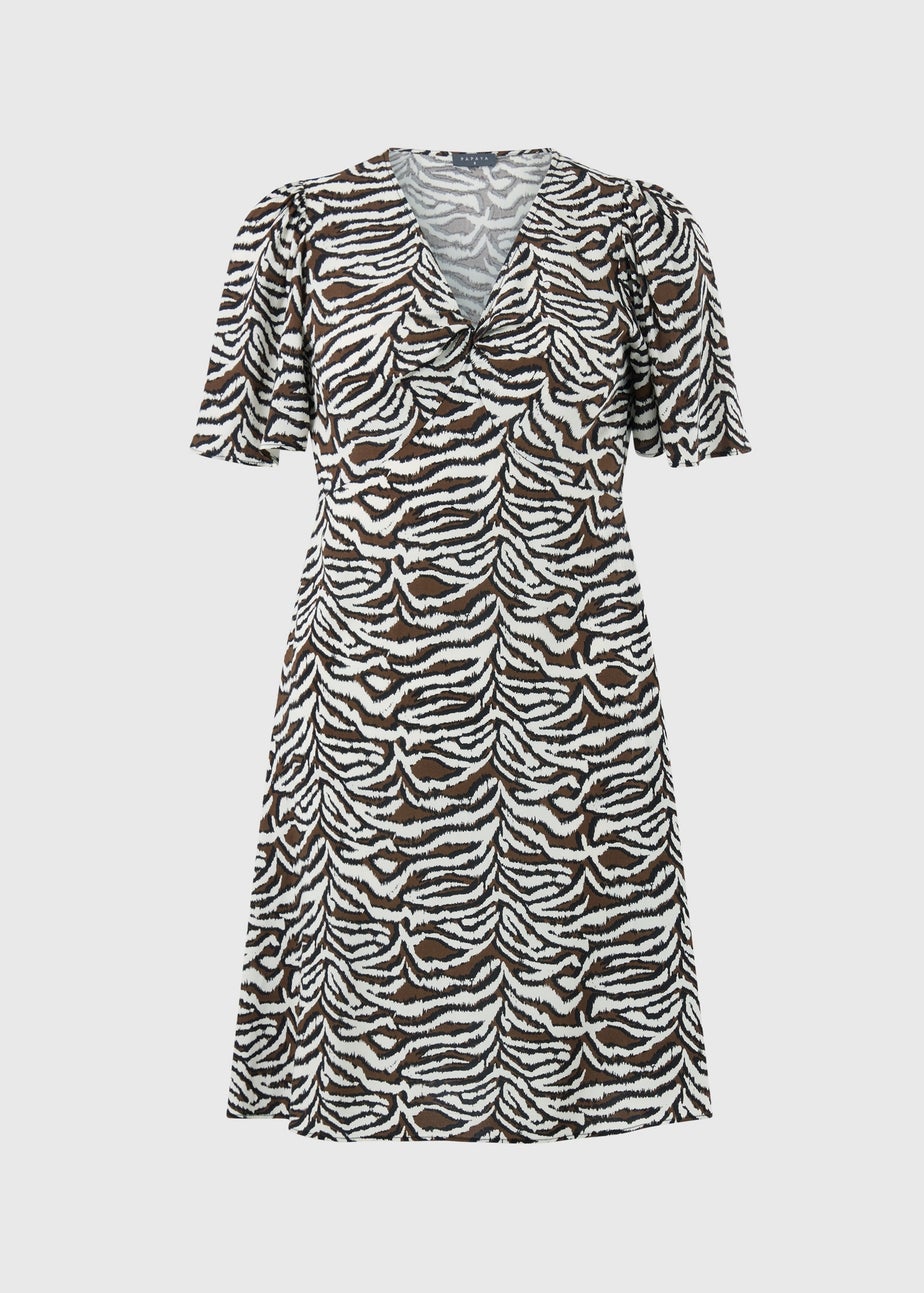 Brown Zebra Print Tea Dress