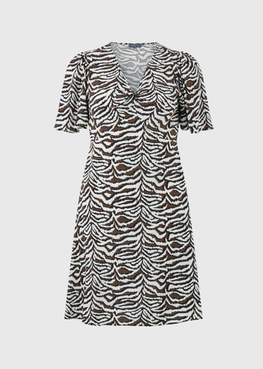 Brown Zebra Print Tea Dress